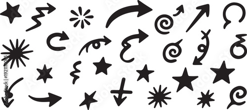 Astrological Symbols Collection in Simple Black Silhouette on White Background for Mystical Design