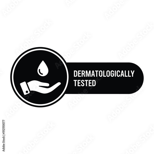 Vector illustration icon dermatologically tested icon with hand and drop