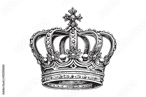 Crown royal retro sketch hand drawn engraved style Vector illustration