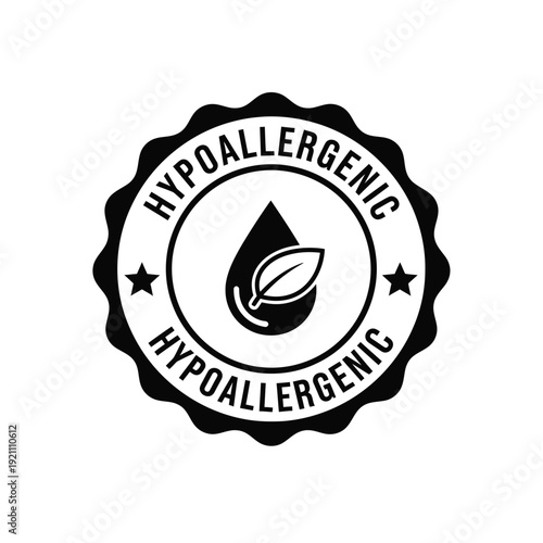 Vector illustration icon black hypoallergenic label icon with leaf