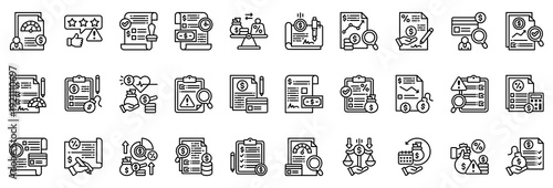 Creditworthiness Assessment Icon Collection Set. Clean Outline Style Icon Vector Illustration.