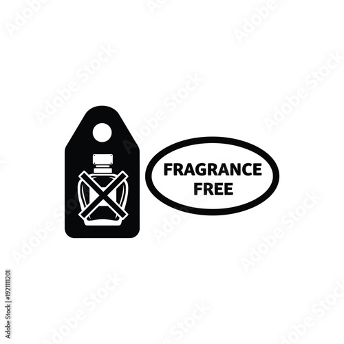 Vector illustration icon black label with fragrance free icon on for product packaging design