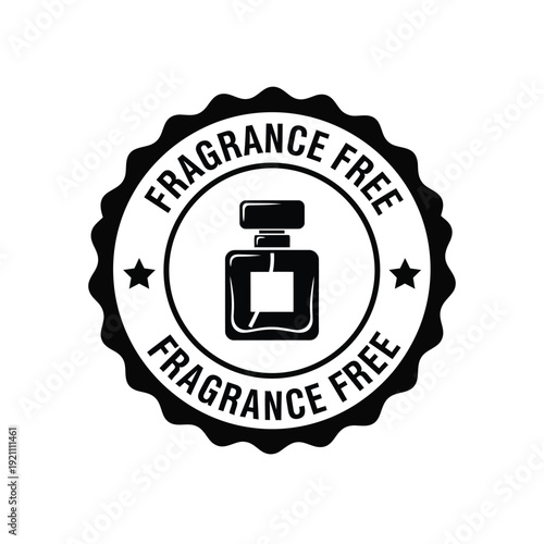 Vector illustration icon black fragrance free badge with perfume bottle icon