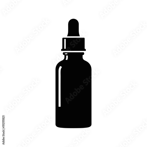 Simple black silhouette of a dropper bottle with a narrow neck