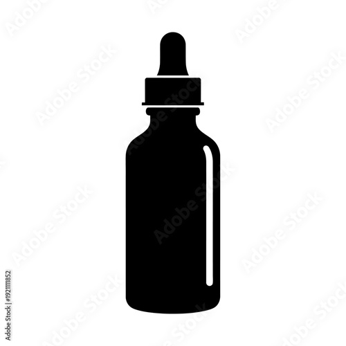 Simple black silhouette of a dropper bottle with a narrow neck