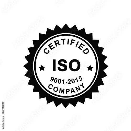 Vector illustration icon certified iso 90012015 company badge or label