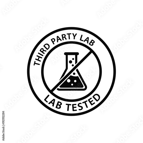 Vector illustration icon third party lab tested seal icon with flask