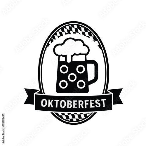 Vector illustration icon black and white oktoberfest beer mug illustration