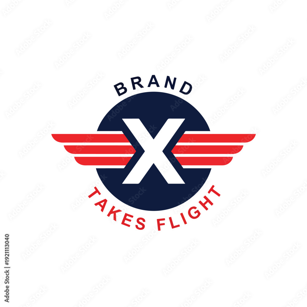 Obraz premium Dynamic flight symbol graphic representing brand progress and ascent; modern vector design emblem takes off.