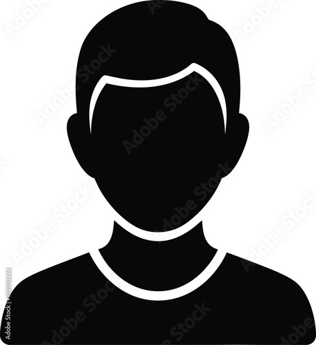 Simple black silhouette of a person's head and shoulders
