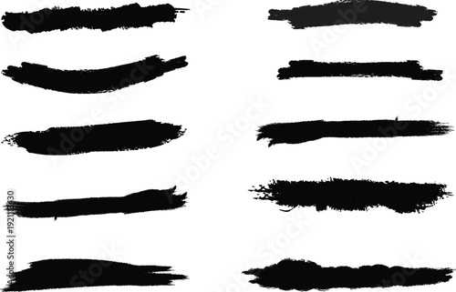 A collection of black brush strokes on a white background