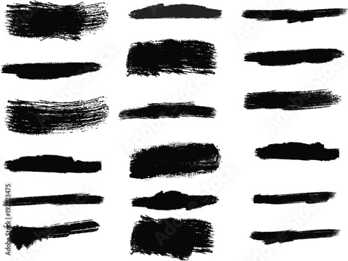 Collection of black brush strokes on white background