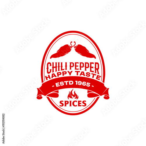 Spicy red chili sauce logo design, chili and fire concept, for sauce products, spicy food, sauce labels, natural spicy food brands. Chili pepper on fire.