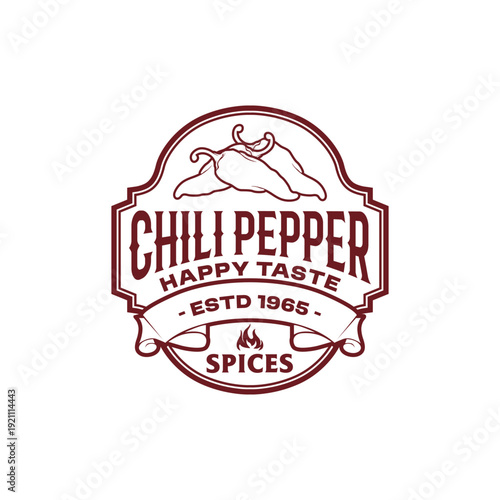 Spicy red chili sauce logo design, chili and fire concept, for sauce products, spicy food, sauce labels, natural spicy food brands. Chili pepper on fire.