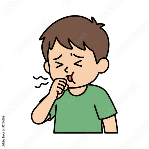 Boy Coughing Illustration
