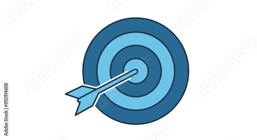 Arrow hitting bullseye on target, success and accuracy concept icon