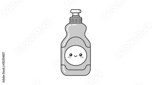 Cute Kawaii Dish Soap Bottle with Happy Face