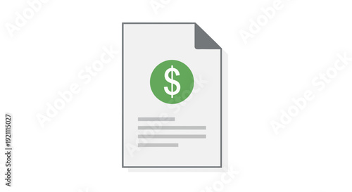 Document with Dollar Sign Icon - Financial Paperwork, Invoice, or Bill Concept