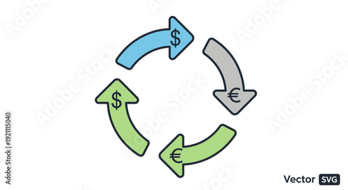 Dollar Euro Exchange Cycle Arrows