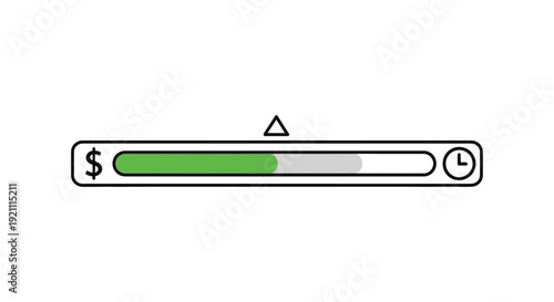 Financial Progress Bar with Dollar Sign and Clock Icon
