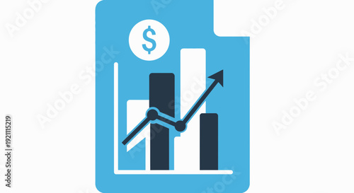 Financial Report Graph with Dollar Sign and Upward Arrow
