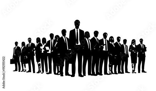 Corporate Business People Team Vector in Modern Faceless Flat Design Isolated on White