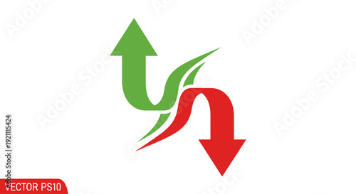 Green Up Arrow and Red Down Arrow Vector Symbol