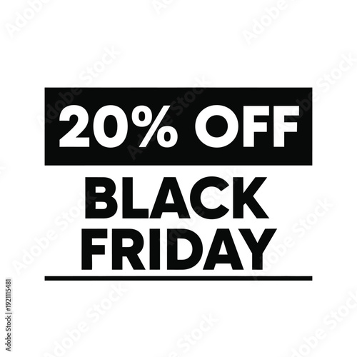 Vector illustration icon black friday sale banner with 20 percent off