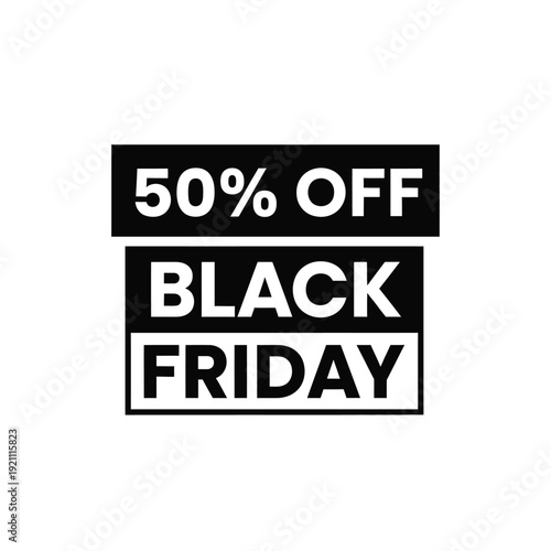 Vector illustration icon black friday sale banner with 50 percent off