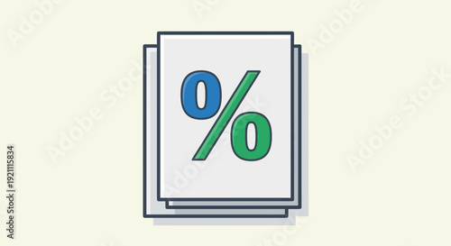 Percentage Symbol on Paper Stack Vector Illustration