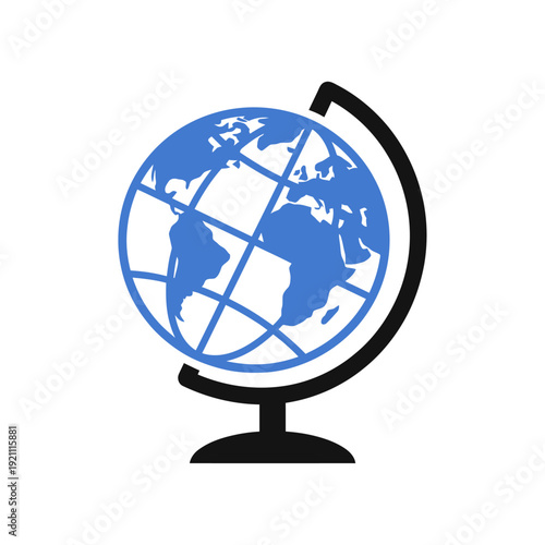 World globe with stand icon design