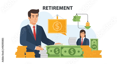 Retirement Planning: Businesspeople Managing Money and Investments