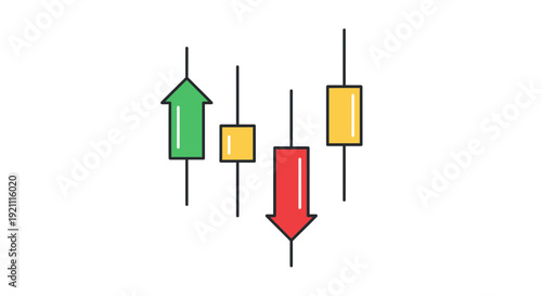 Stock Market Candlestick Chart Icons: Up and Down Trends, Trading Data