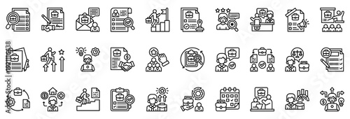 Employment Icon Collection Set. Clean Outline Style Icon Vector Illustration.