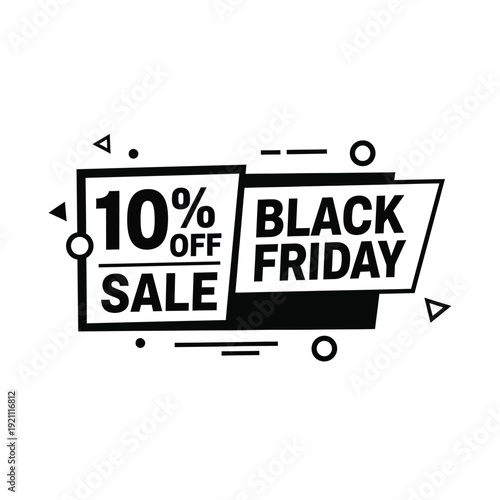Vector illustration icon black friday sale banner with 10 percent off label