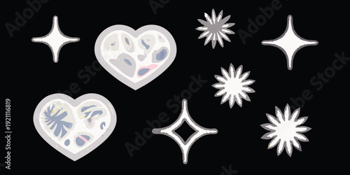 Cute paw prints and sparkling stars form a whimsical heart pattern