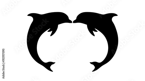 Cute penguin silhouette vector illustration in ocean style with marine animals and underwater theme