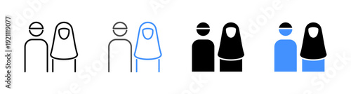 Muslim Man and Woman Avatar Islamic People Icon Icon Vector Illustration