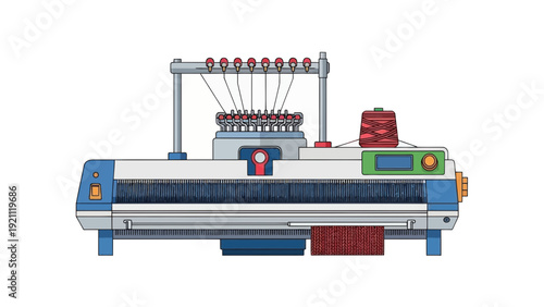 Automated Knitting Machine Creating Fabric