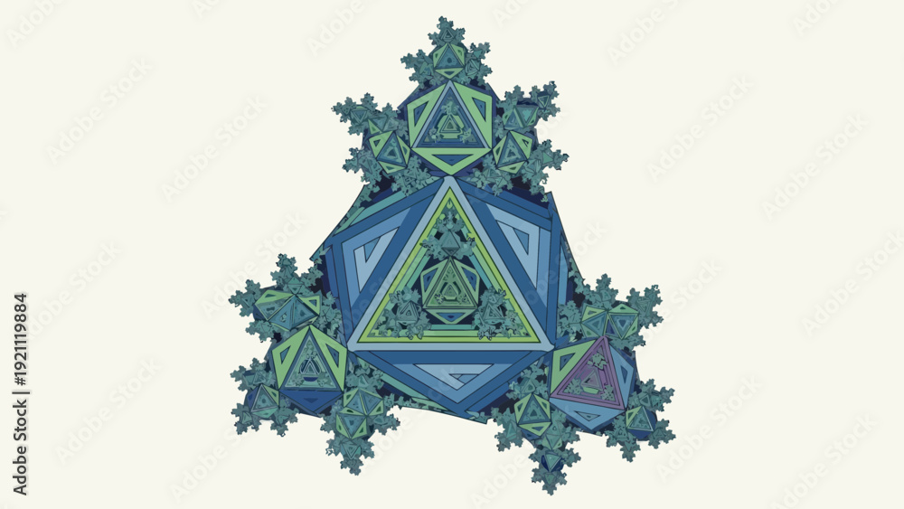 Fototapeta premium Intricate Fractal Geometric Structure in Blue and Green Hues