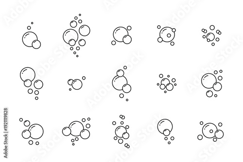 Abstract bubble and circle outline shapes collection, organic liquid vector set.