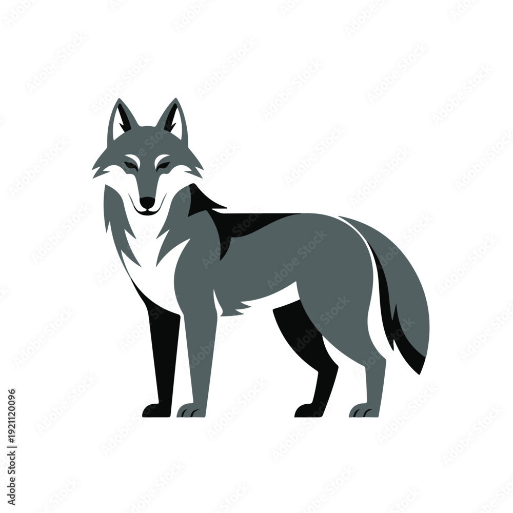 Fototapeta premium Wolf profile for tattoo flash sheet