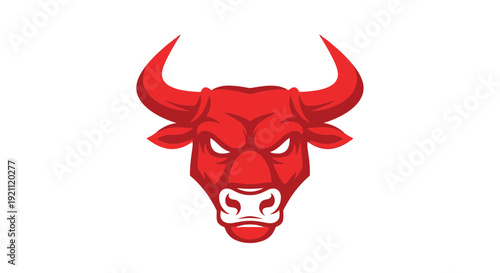 Aggressive Red Bull Head Mascot Logo, Fierce Animal Symbol