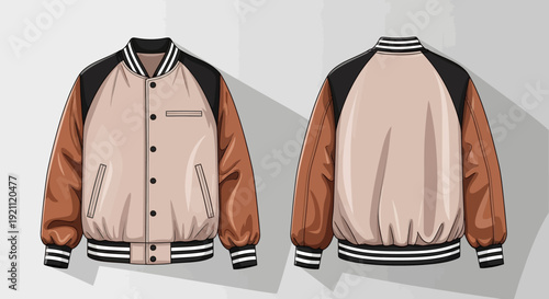 Varsity jacket illustration with front and back views.