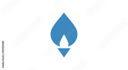 Blue Flame Icon on White Background - Natural Gas Energy Symbol