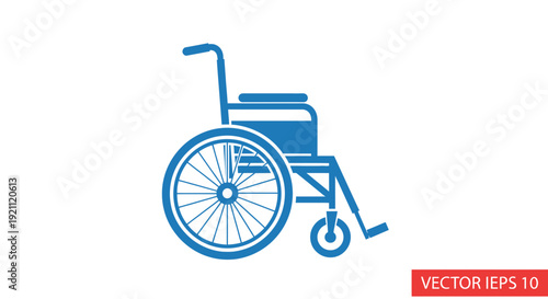 Blue Wheelchair Icon Vector Graphic