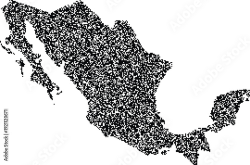 Black silhouette map of mexico made of tiny dots