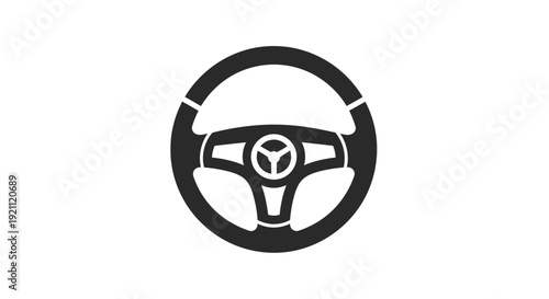 Car Steering Wheel Icon Vector - Driving Control Symbol