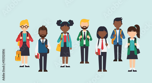 Diverse group of young professionals standing together.