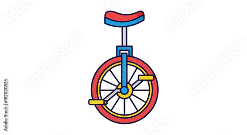 Circus Unicycle Cartoon Illustration Isolated on White Background